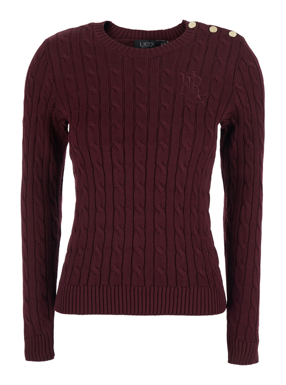 Lauren Ralph Lauren Cable-Knit Cotton Blend Sweater — Burgundy by Lauren Ralph Lauren