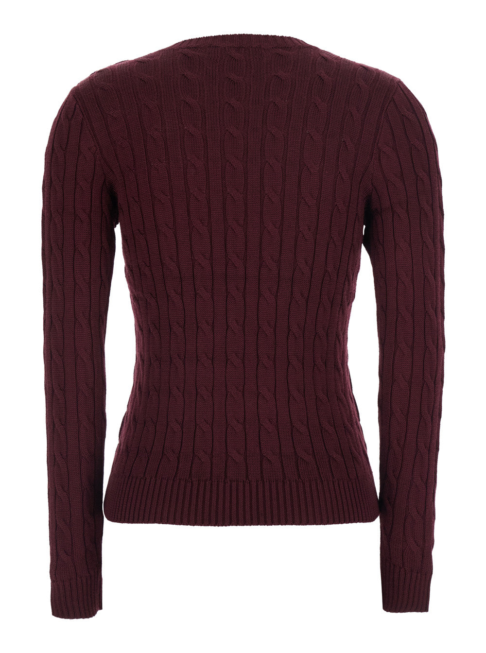 Lauren Ralph Lauren Cable-Knit Cotton Blend Sweater — Burgundy, view 2