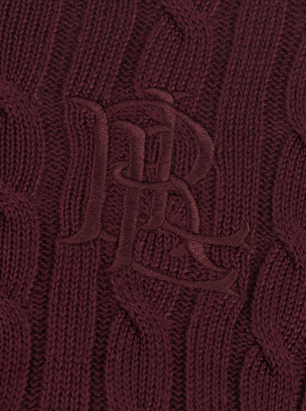 Lauren Ralph Lauren Cable-Knit Cotton Blend Sweater — Burgundy, view 3
