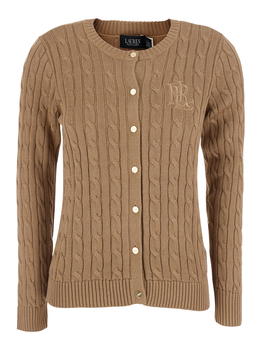 Lauren Ralph Lauren Cable-Knit Cotton Cardigan — Beige by Lauren Ralph Lauren