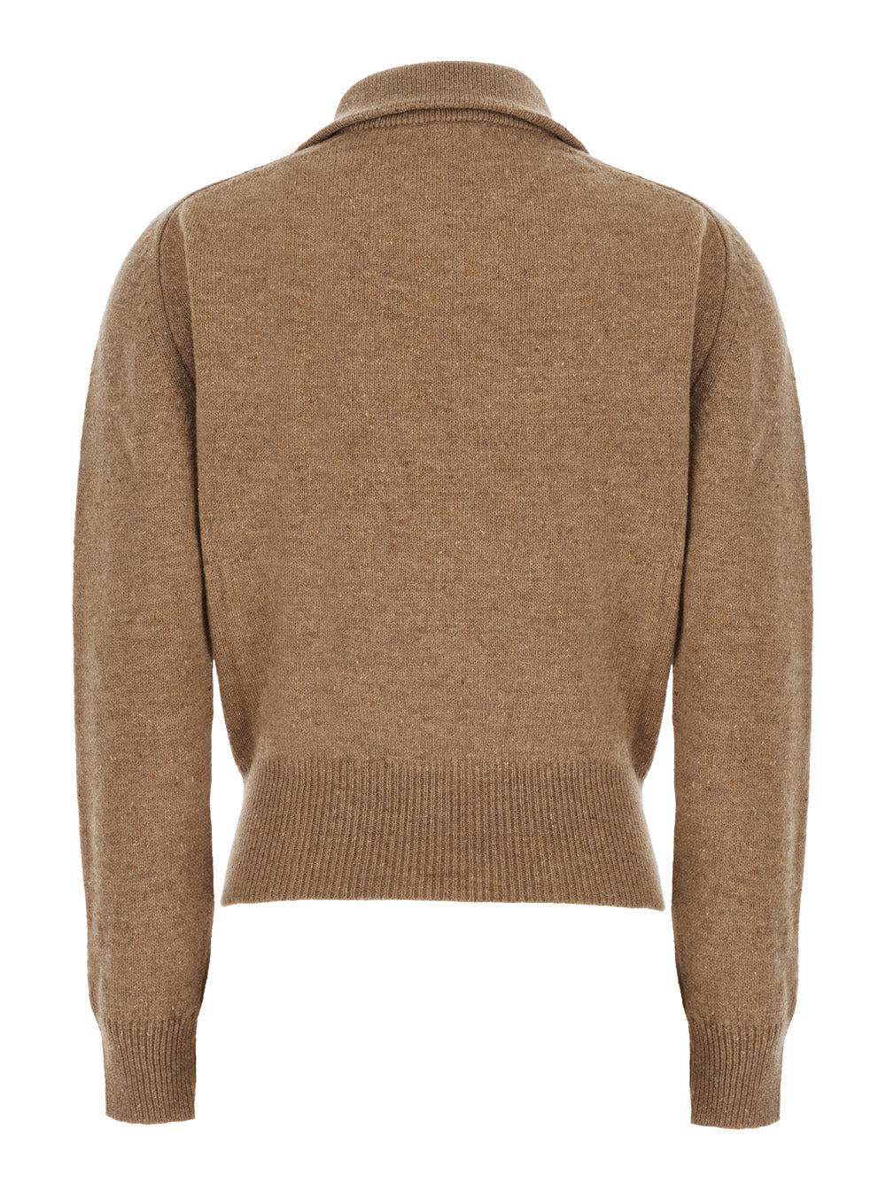 Grifoni Wool Zip-Up Sweater — Beige, view 2