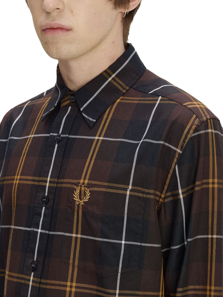 Fred Perry Check Cotton Shirt — Brown by Fred Perry