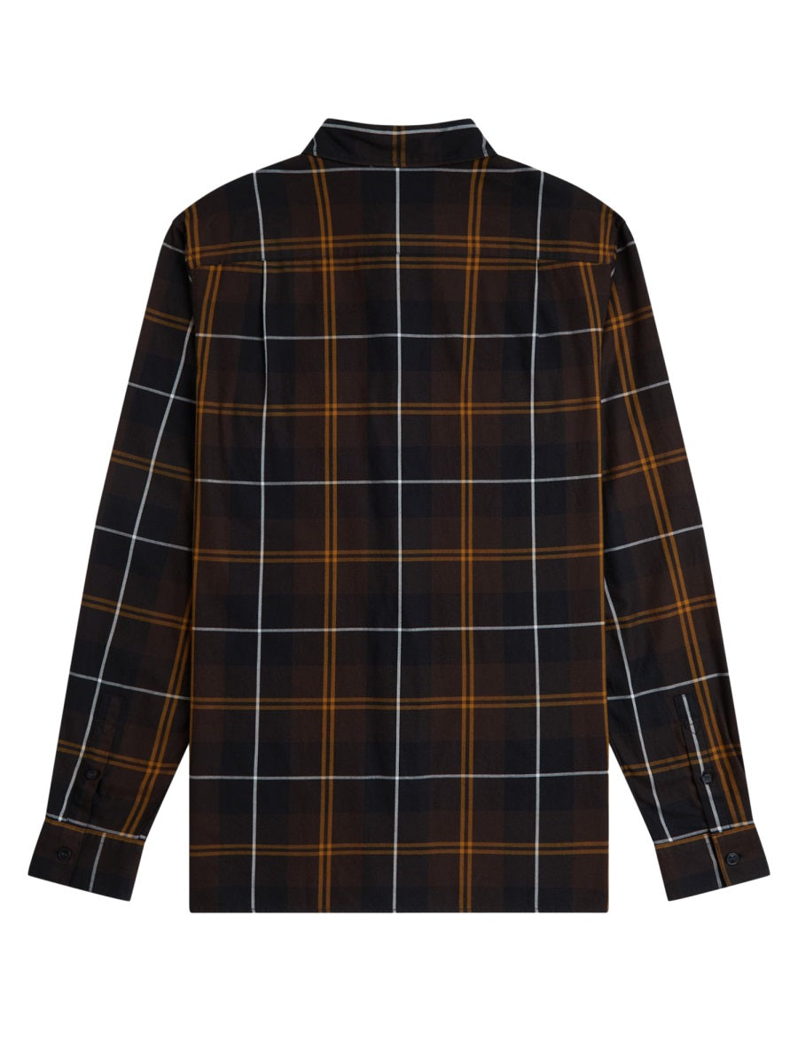 Fred Perry Check Cotton Shirt — Brown, view 4