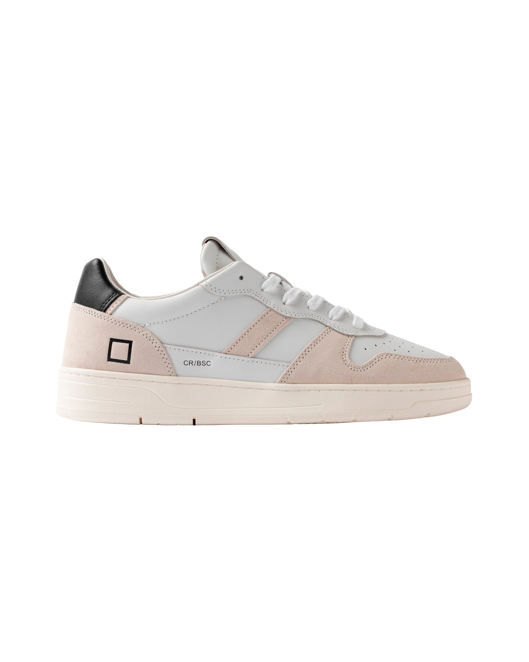 D.A.T.E. Leather and Suede Colorblock Low-Top Sneaker — White by D.A.T.E.