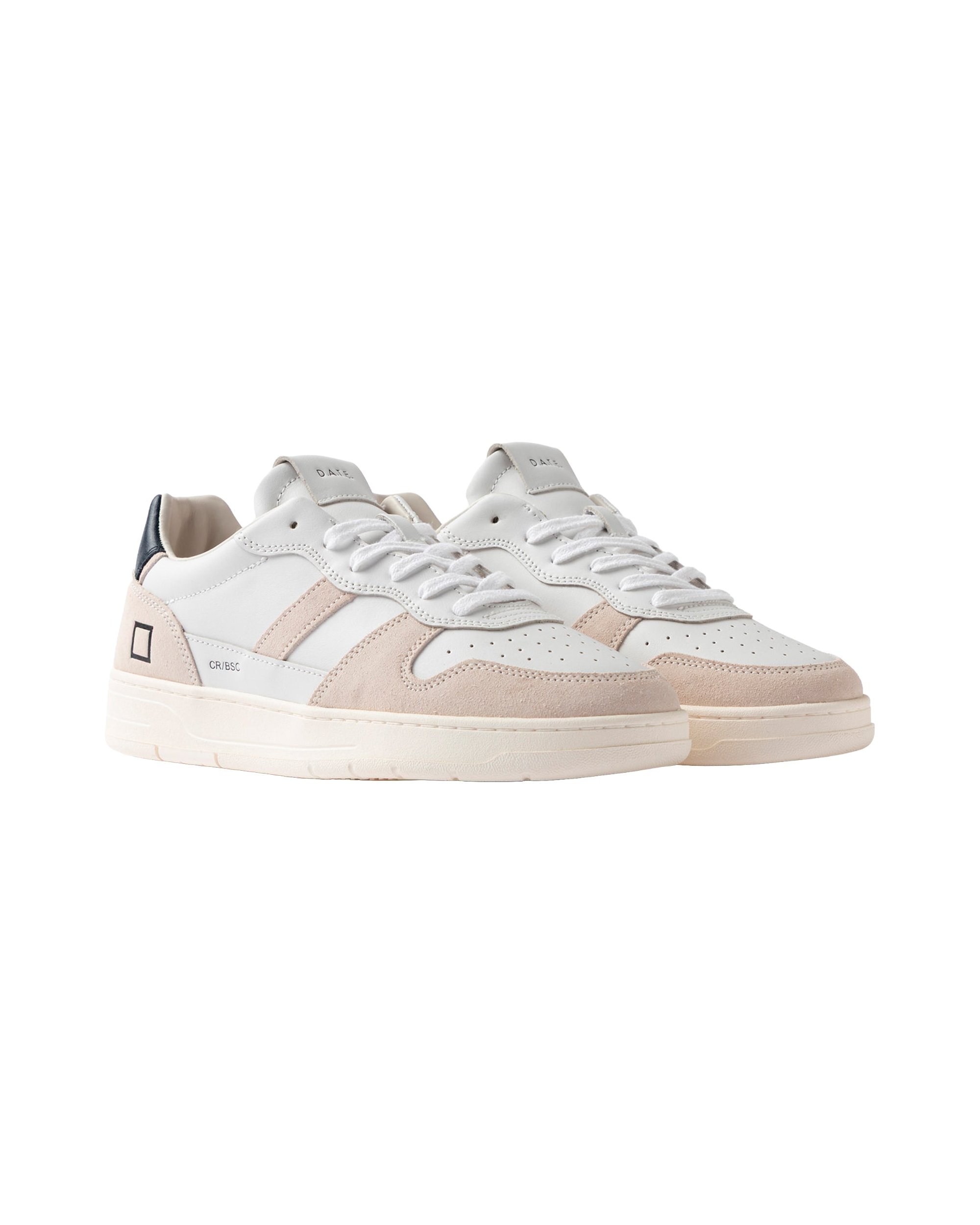 D.A.T.E. Leather and Suede Colorblock Low-Top Sneaker — White, view 2