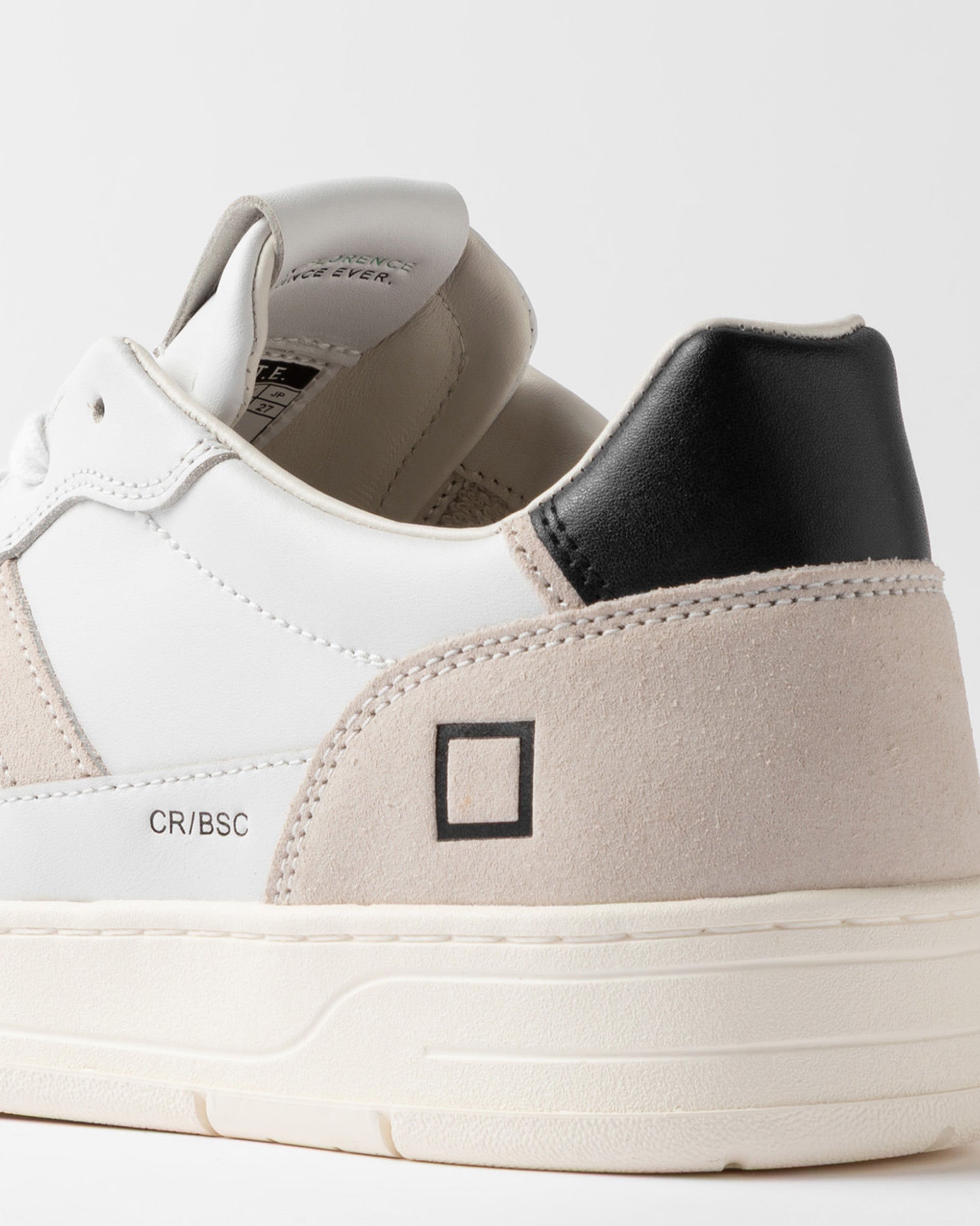D.A.T.E. Leather and Suede Colorblock Low-Top Sneaker — White, view 3