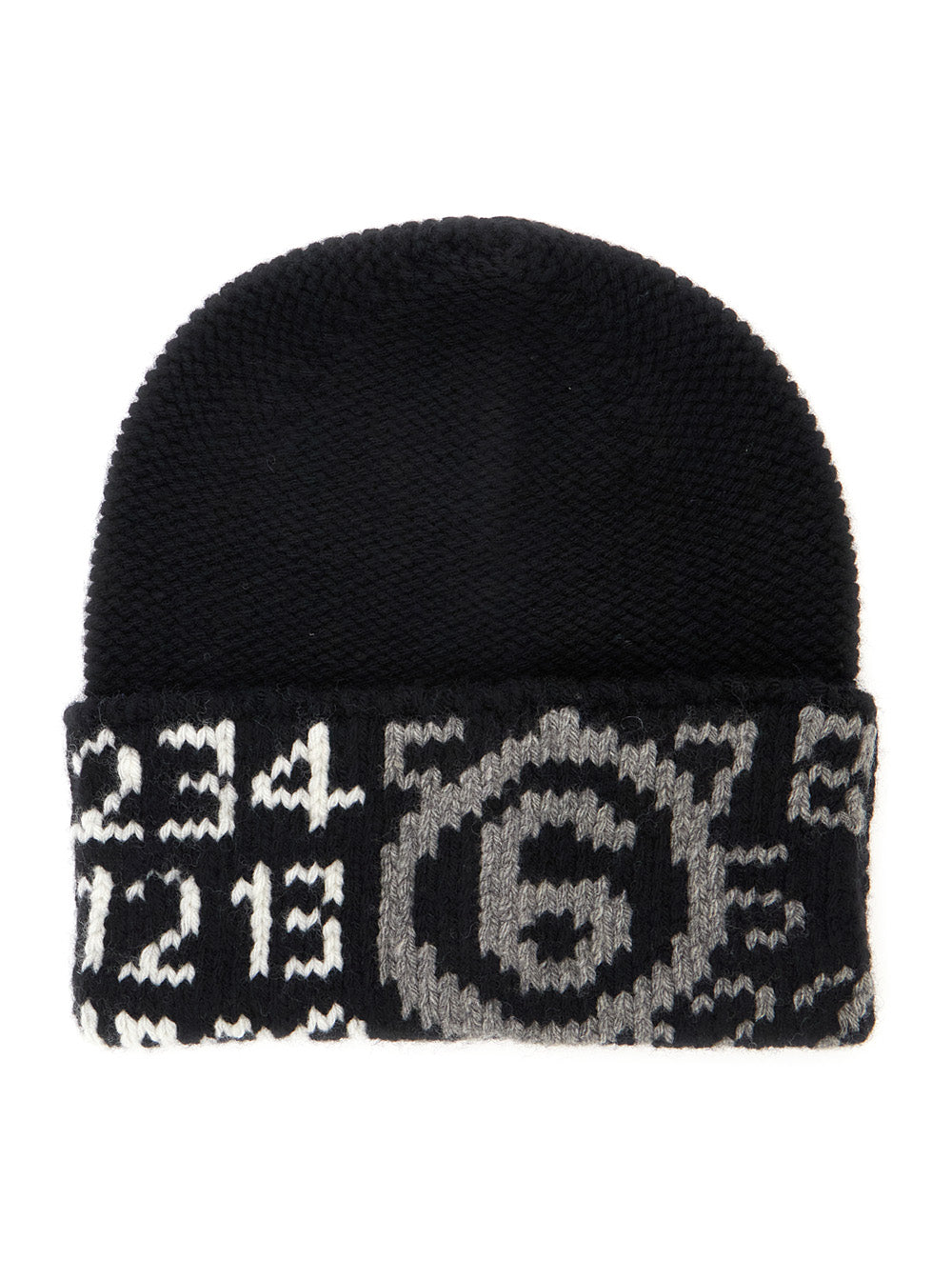 MM6 Maison Margiela M61051MM08VMM6F39U Logo-Knit Wool Beanie — Black by MM6 Maison Margiela