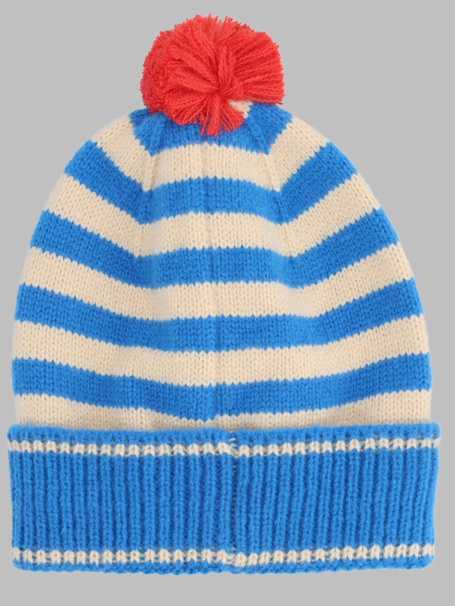 Bobo Choses B226AI040K_451 Striped Knit Beanie — Blue, view 2