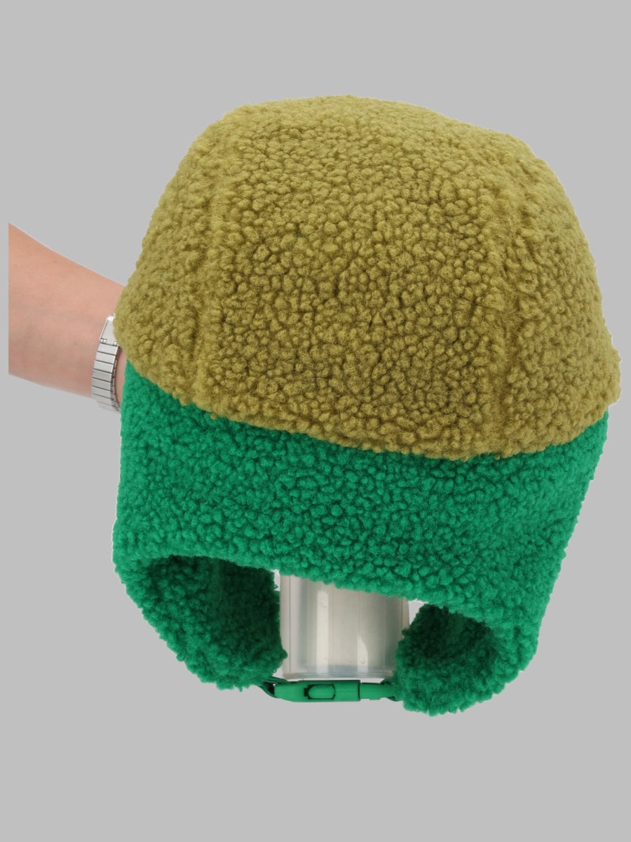 Bobo Choses B226AI031K_311 Color Block Sheepskin Winter Hat — Green, view 2