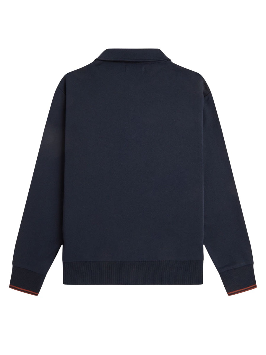 Fred Perry Logo-Embroidered Cotton Sweater — Navy, view 4