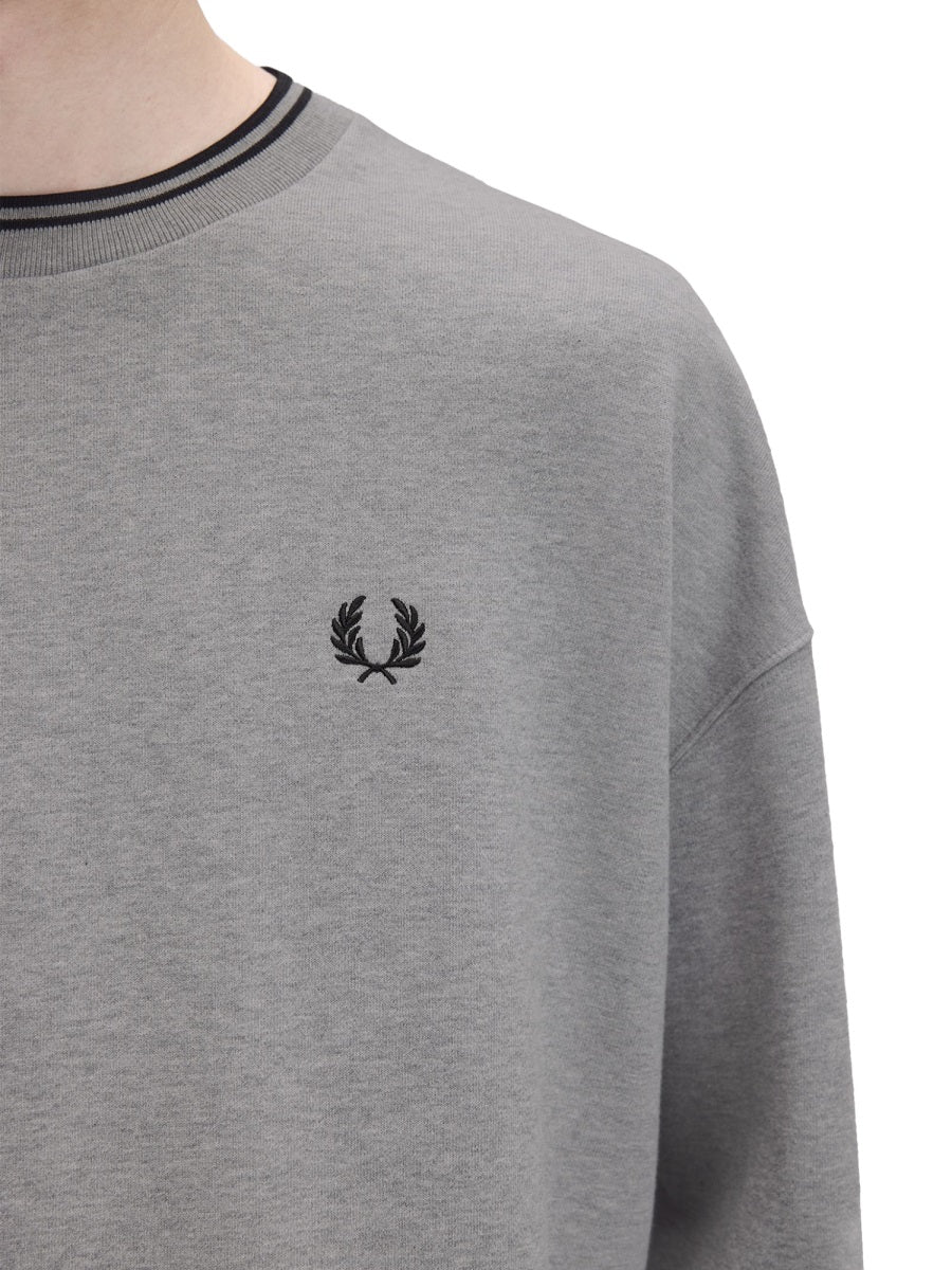 Fred Perry Logo-Embroidered Cotton Sweatshirt — Gray, view 2