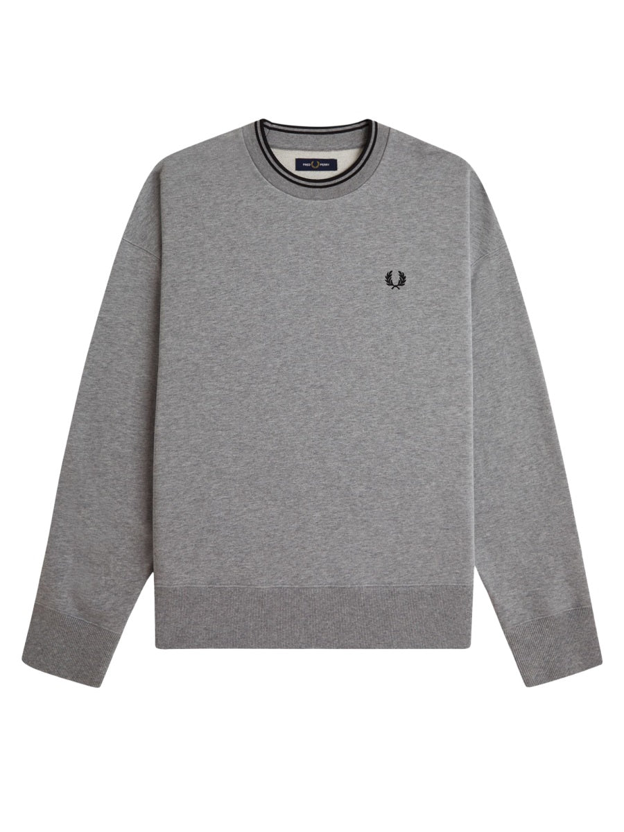 Fred Perry Logo-Embroidered Cotton Sweatshirt — Gray, view 3