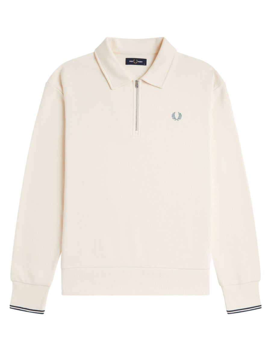Fred Perry Logo-Embroidered Cotton Sweatshirt — Ivory, view 4