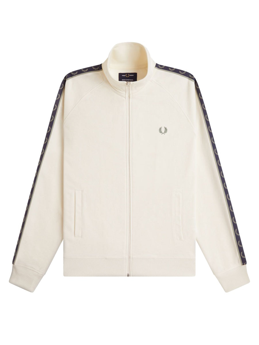Fred Perry Logo-Embroidered Cotton-Blend Track Jacket — Ivory, view 3