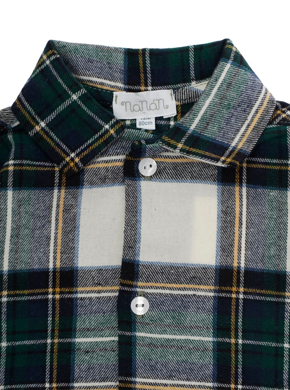 NanáN Cotton Check Shirt — Green, view 3