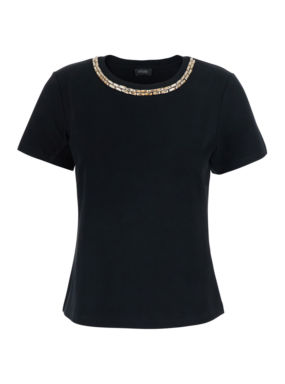 Leplain Chain-Embellished Round-Neck T-Shirt — Black by Leplain