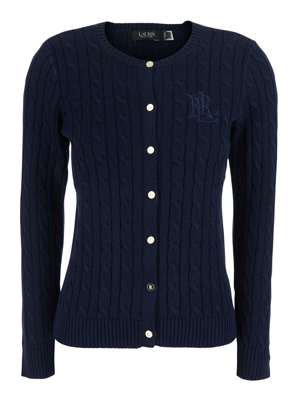 Lauren Ralph Lauren Cable Knit Cotton Blend Cardigan — Navy by Lauren Ralph Lauren