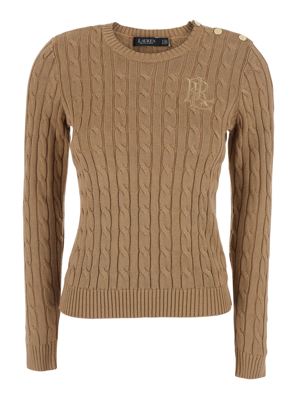 Lauren Ralph Lauren Cable-Knit Crewneck Sweater — Beige by Lauren Ralph Lauren