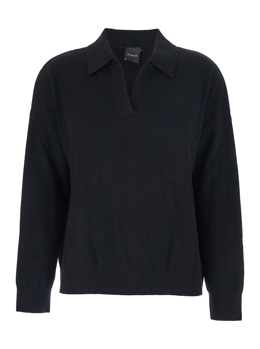 Leplain Cashmere Knit Polo Shirt — Black by Leplain