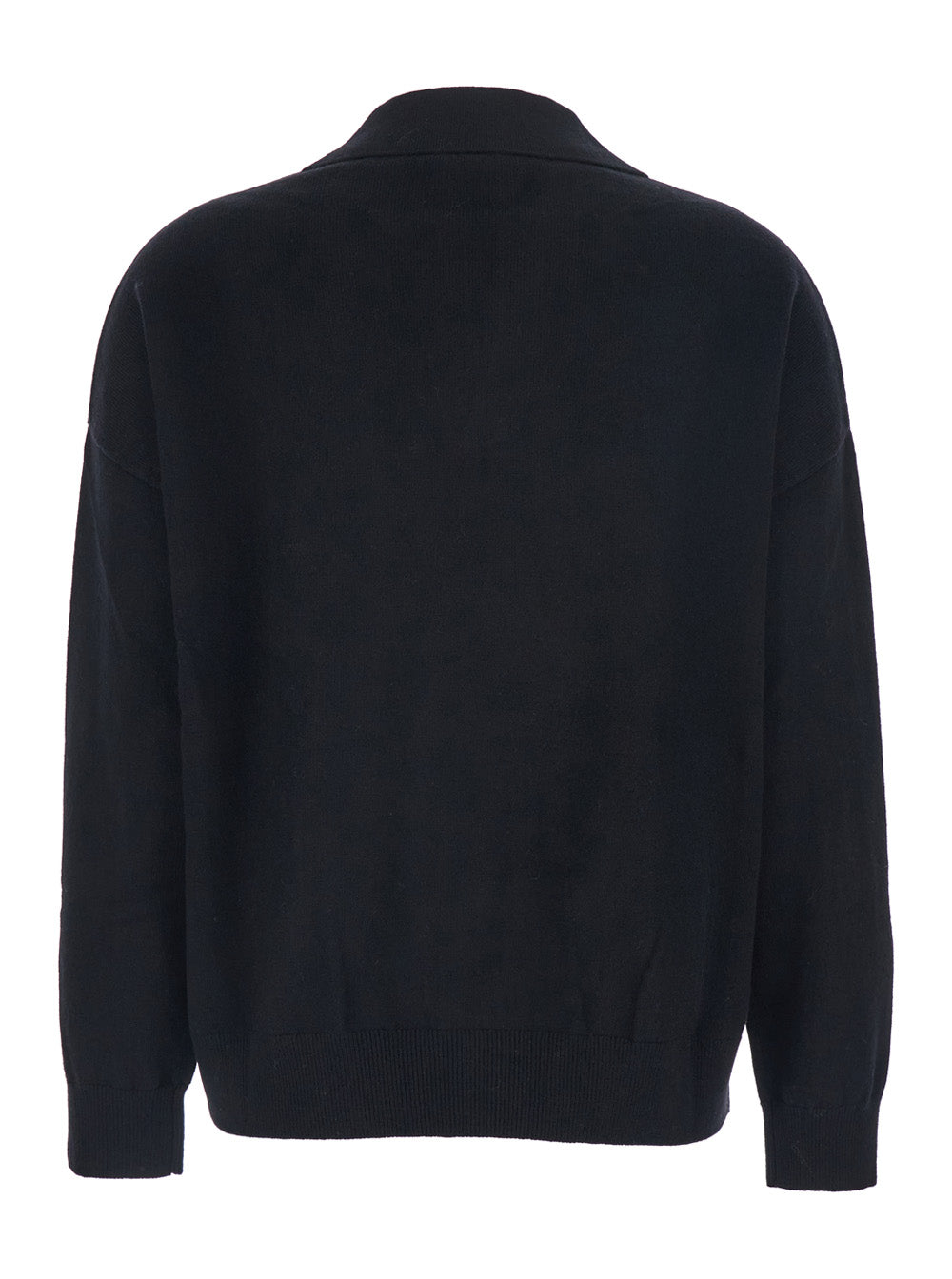 Leplain Cashmere Knit Polo Shirt — Black, view 2