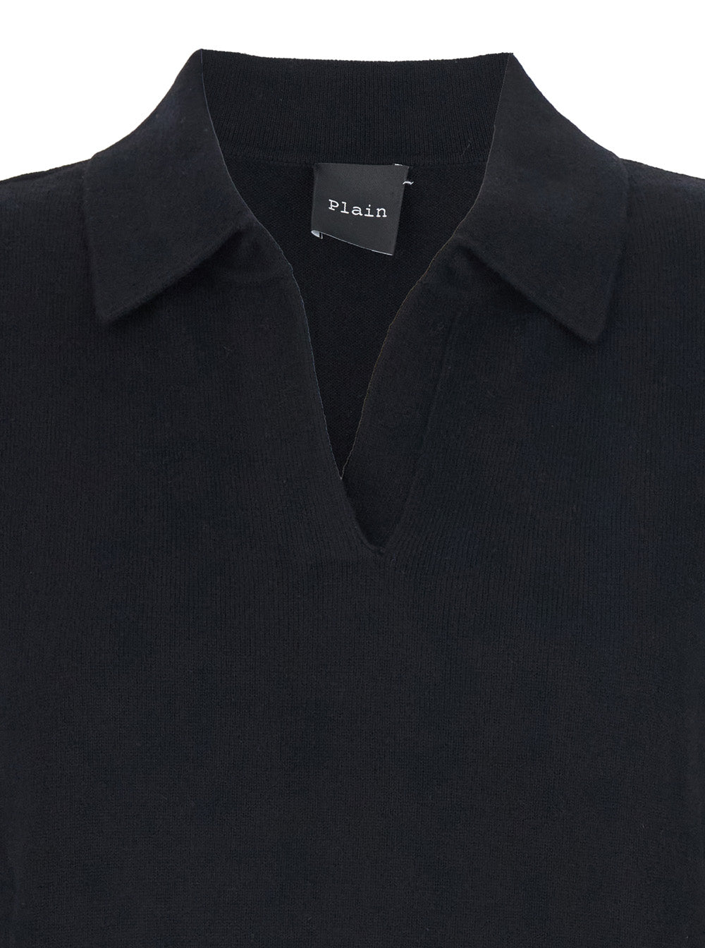 Leplain Cashmere Knit Polo Shirt — Black, view 3