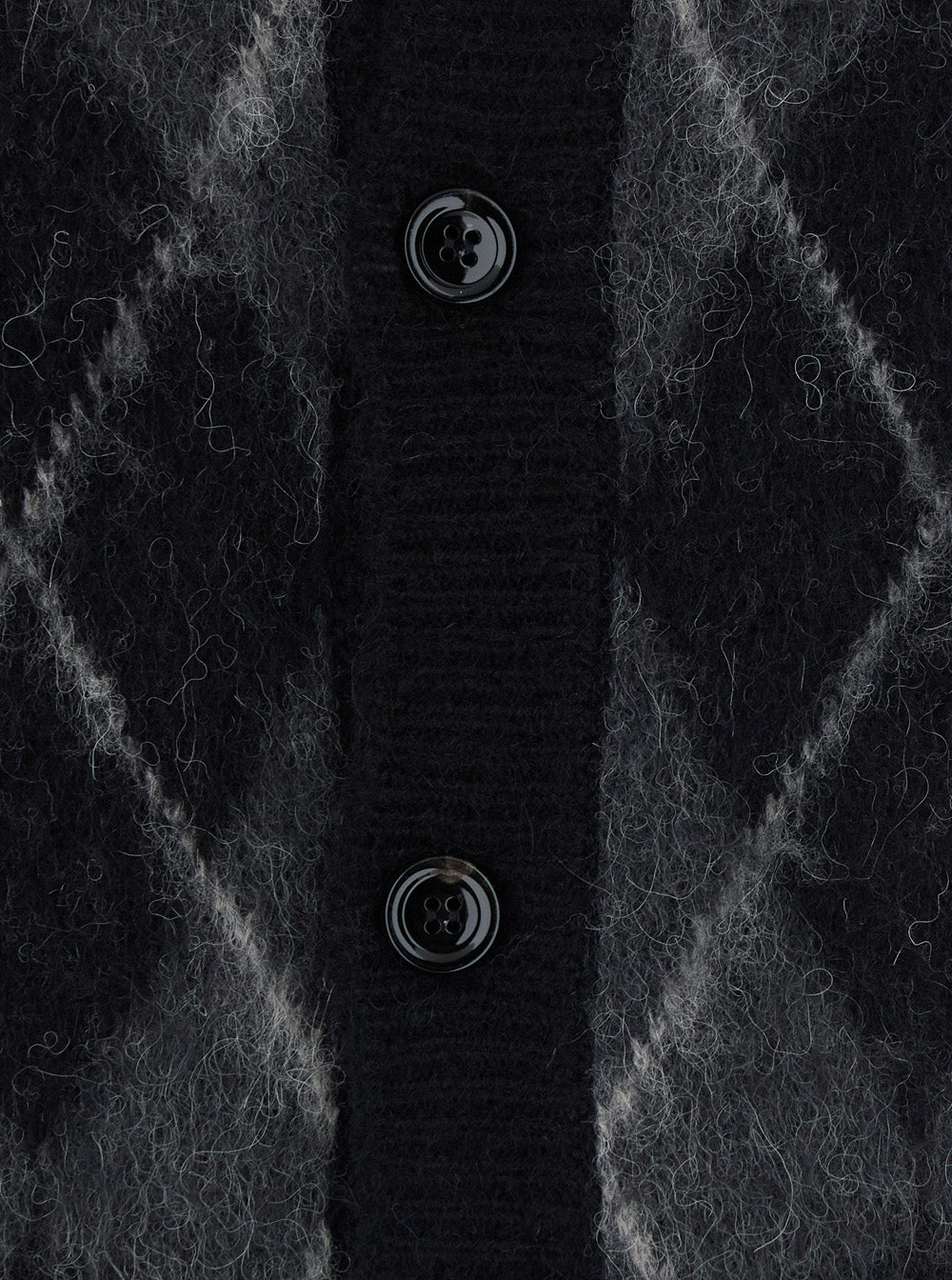 Tonywack Brushed Argyle Cardigan — Black, view 3