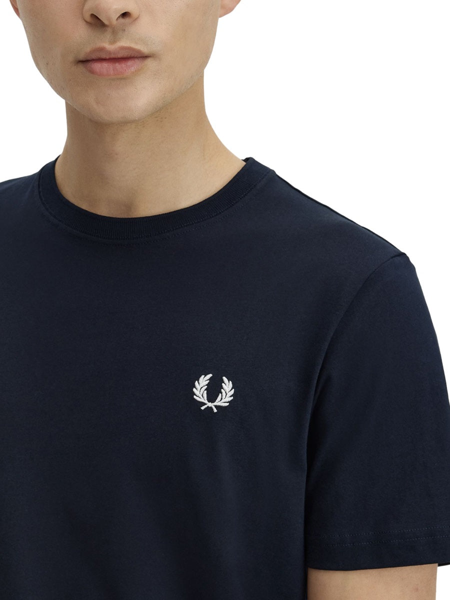 Fred Perry Embroidered Laurel Wreath Logo T-Shirt — Navy, view 2
