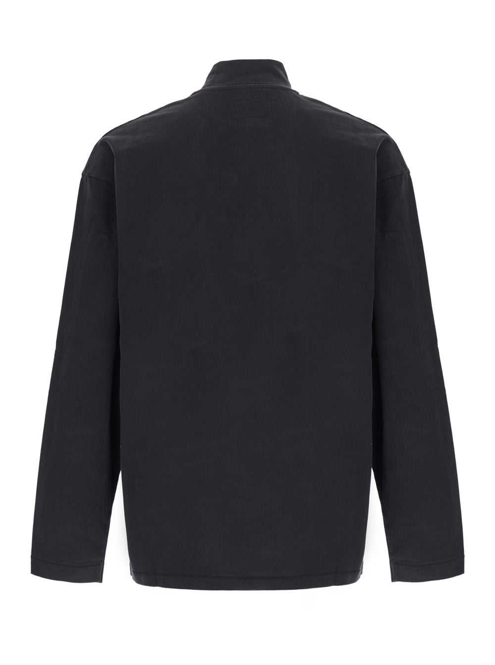 Erl Mock-Neck Cotton Long-Sleeve Tee — Black, view 2