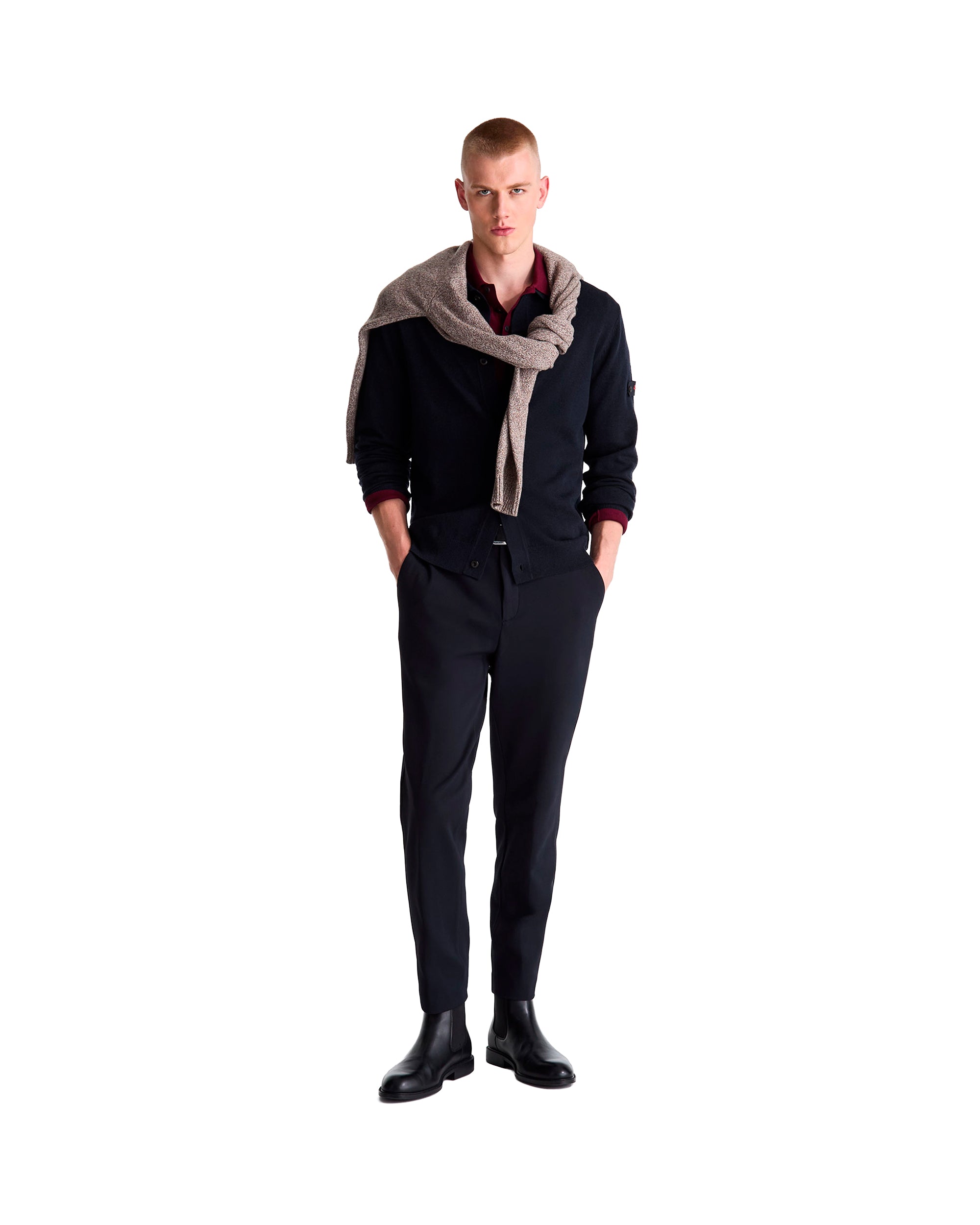 Peuterey Wool Blend Knit Cardigan — Blue, view 3