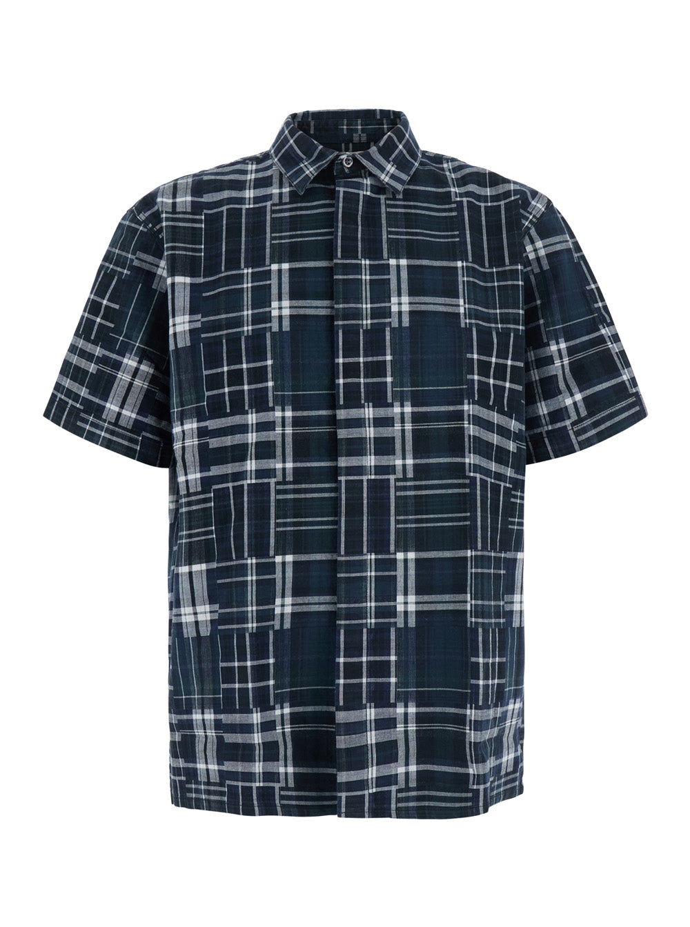 Erl Short-Sleeve Check Cotton Shirt — Black by Erl