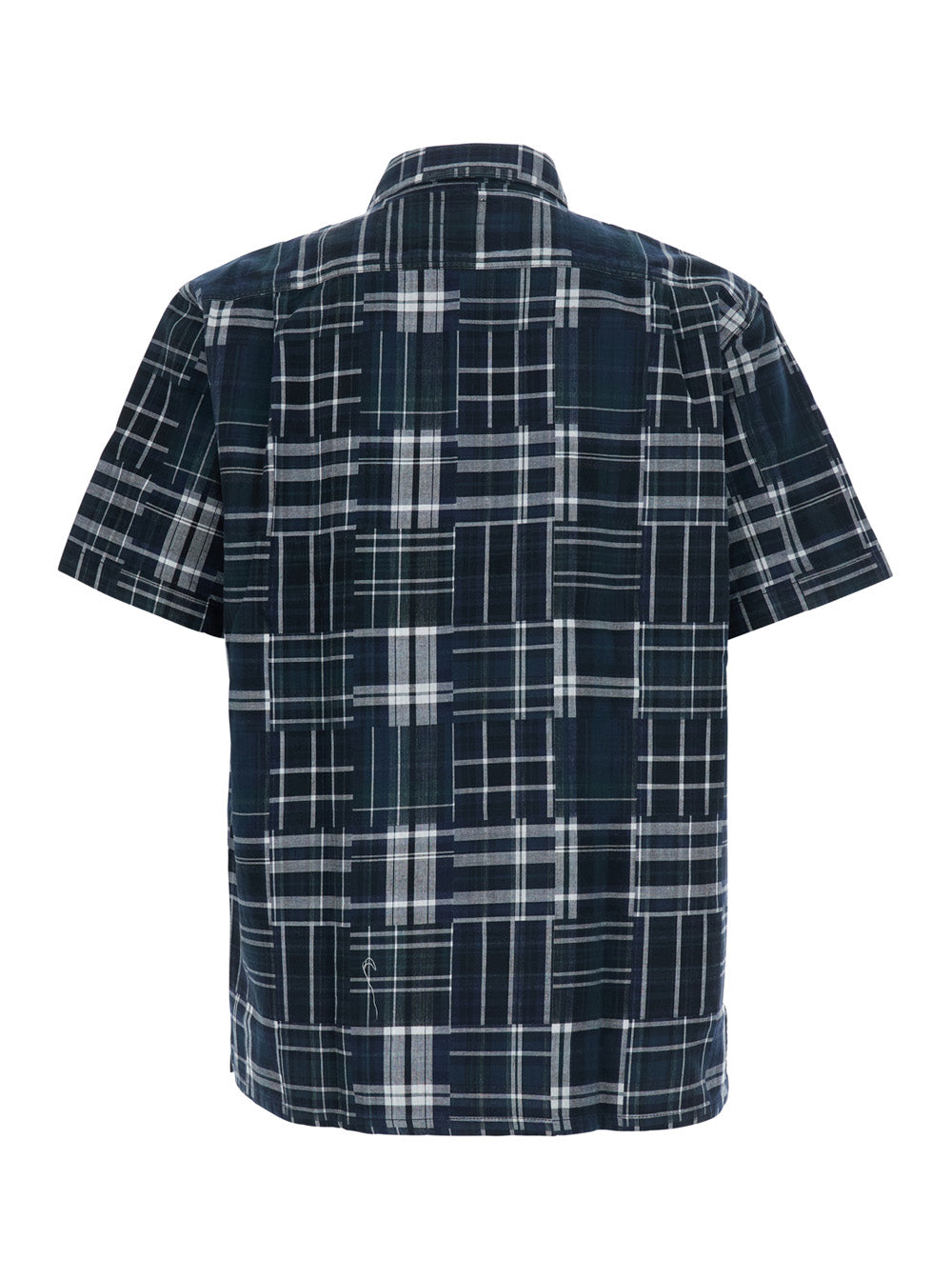 Erl Short-Sleeve Check Cotton Shirt — Black, view 2
