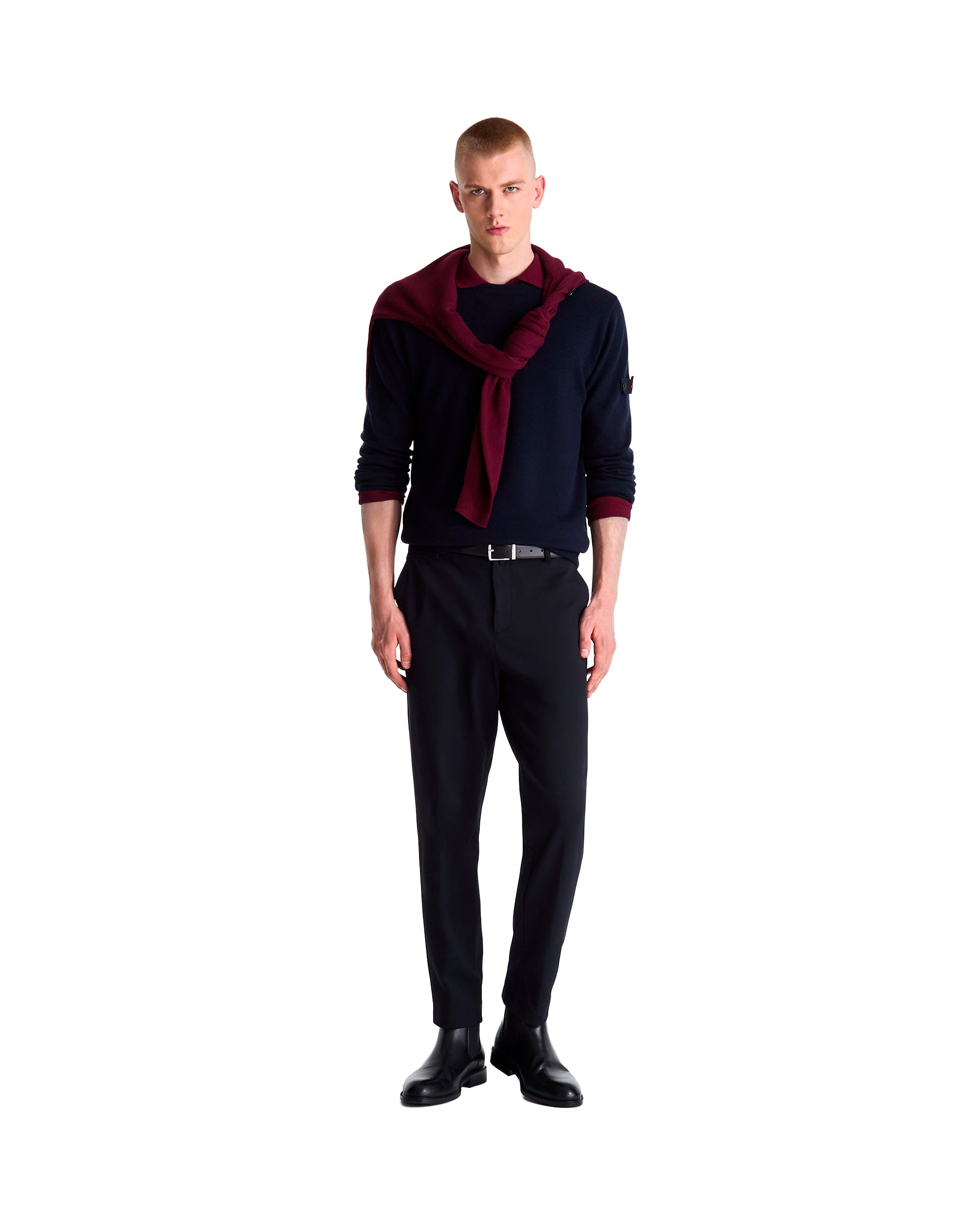 Peuterey Wool-Blend Crew-Neck Sweater — Blue, view 3