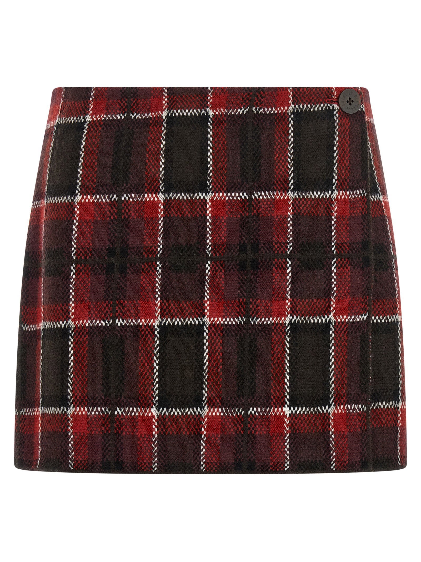 Guest In Residence Tartan Check Wool-Cashmere Skirt — Red by Guest In Residence