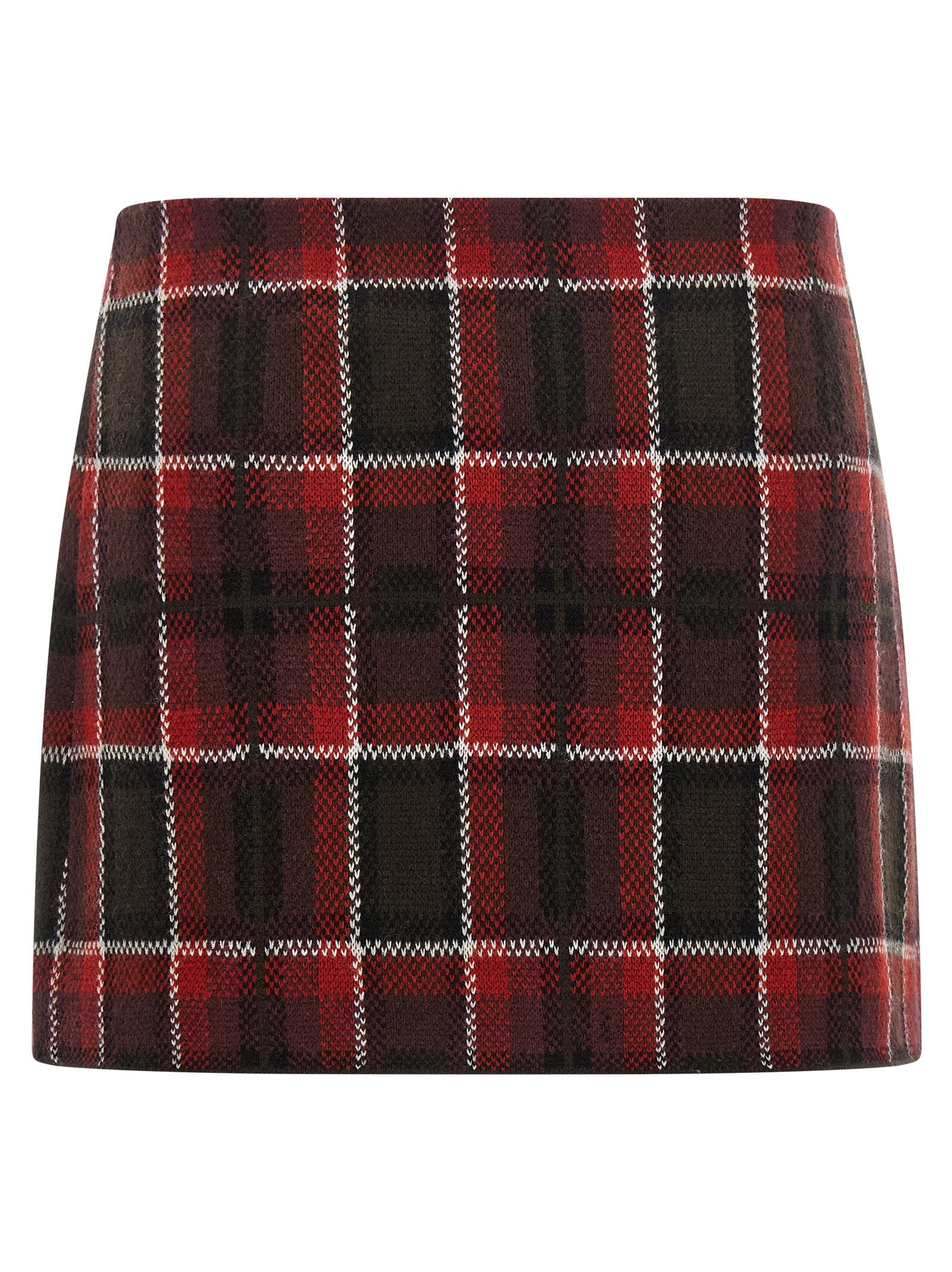 Guest In Residence Tartan Check Wool-Cashmere Skirt — Red, view 2