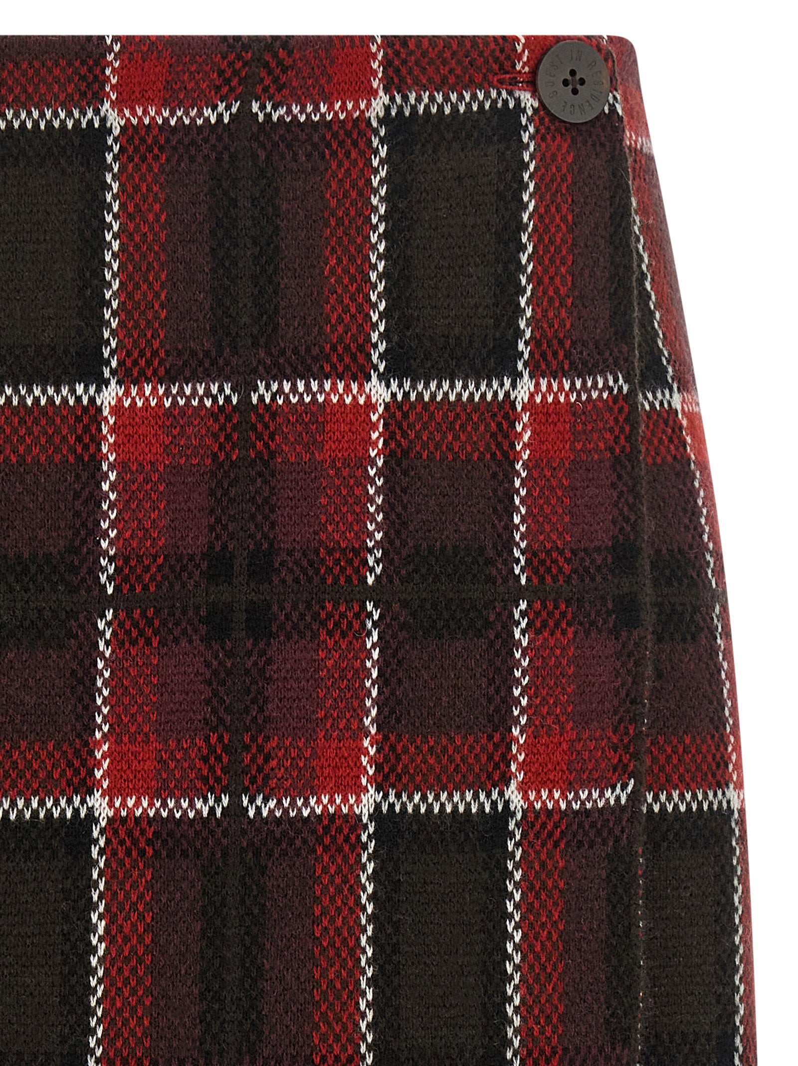 Guest In Residence Tartan Check Wool-Cashmere Skirt — Red, view 3