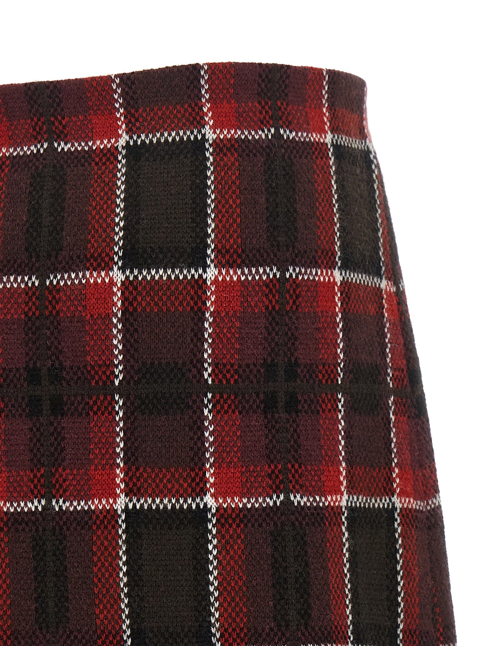 Guest In Residence Tartan Check Wool-Cashmere Skirt — Red, view 4