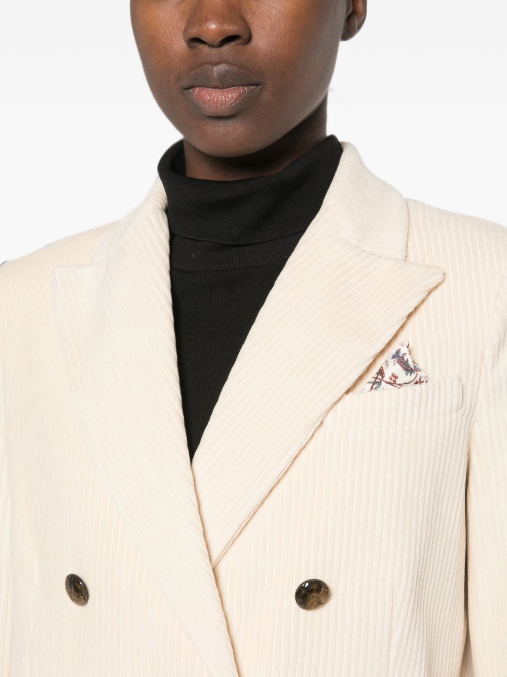 Circolo 1901 Cotton Corduroy Double-Breasted Blazer — Cream, view 4