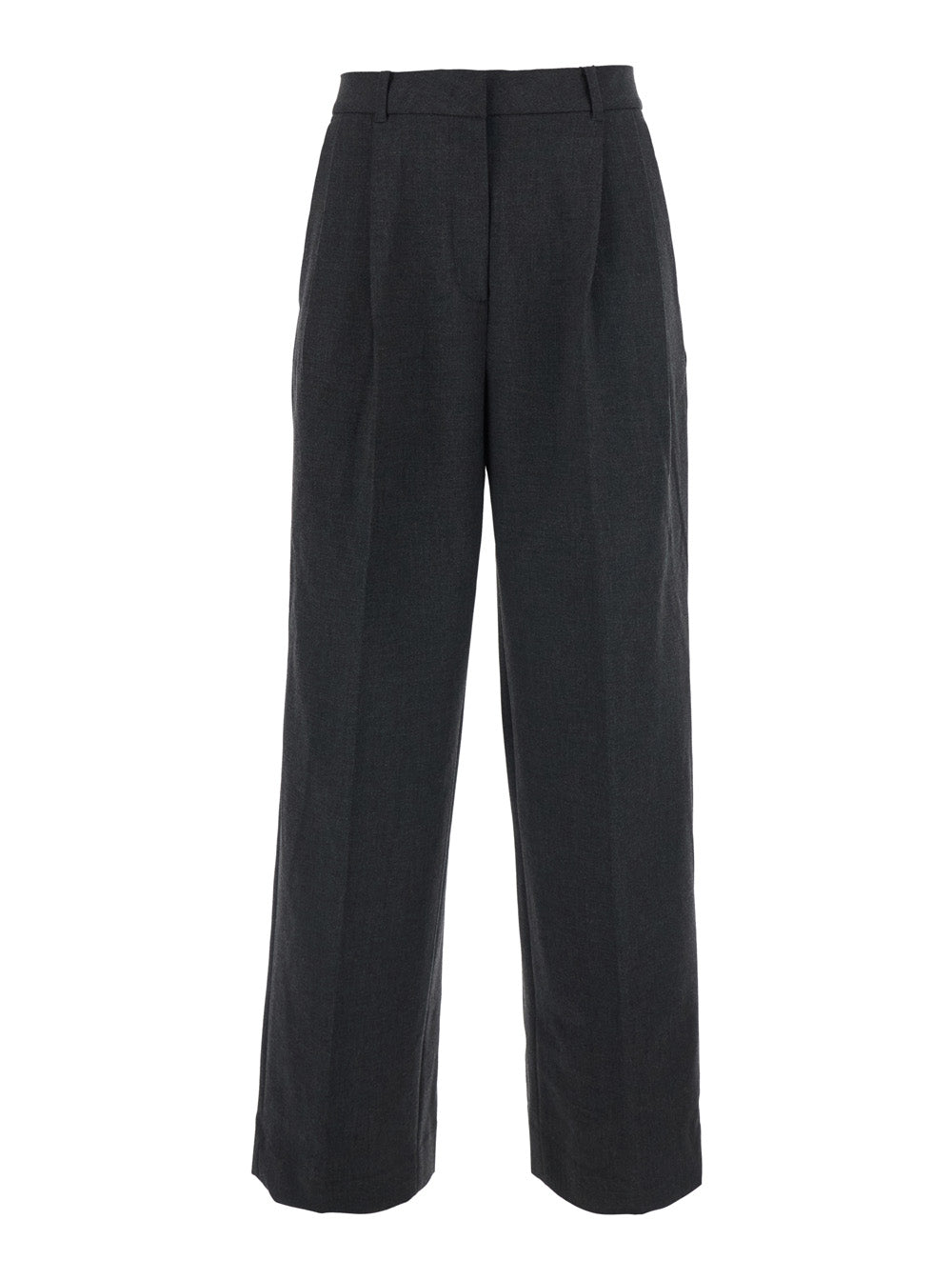 Dunst Double-Pleated Wide-Leg Trousers — Gray by Dunst