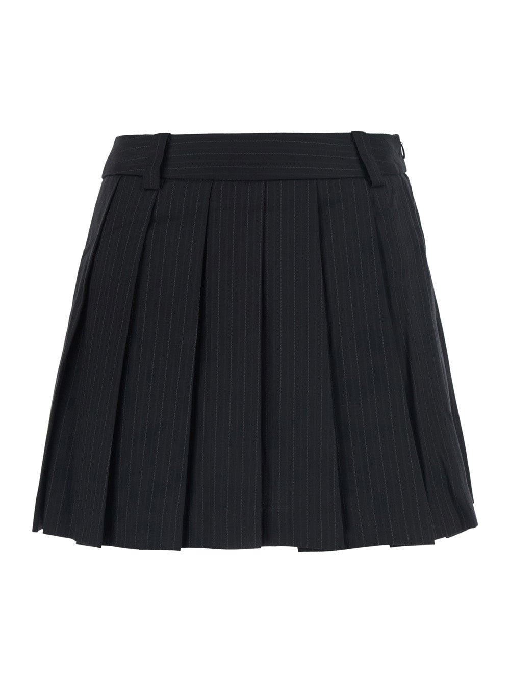 Dunst Pleated Mini Striped Skirt — Black by Dunst