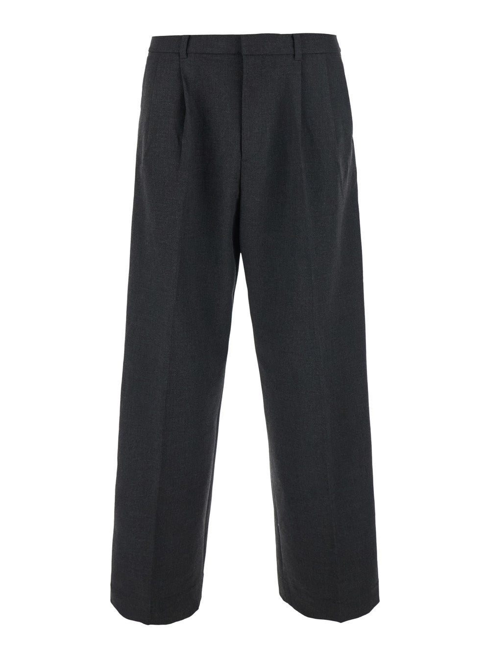 Dunst Double Pleated Wide-Leg Trousers — Gray by Dunst