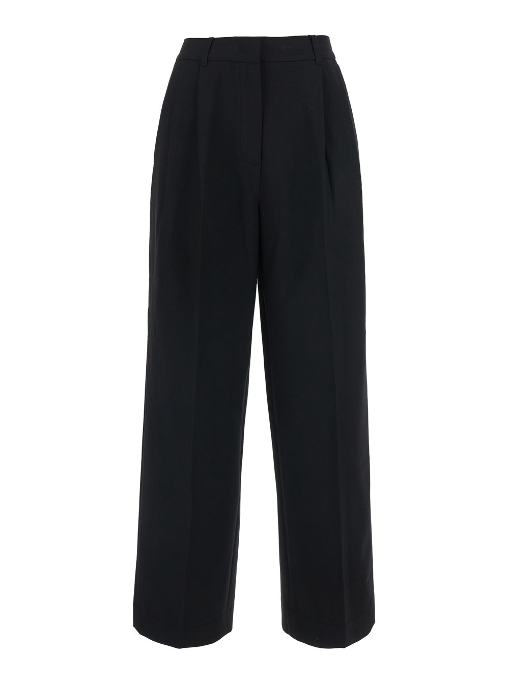 Dunst Double-Pleated Wide-Leg Trousers — Black by Dunst
