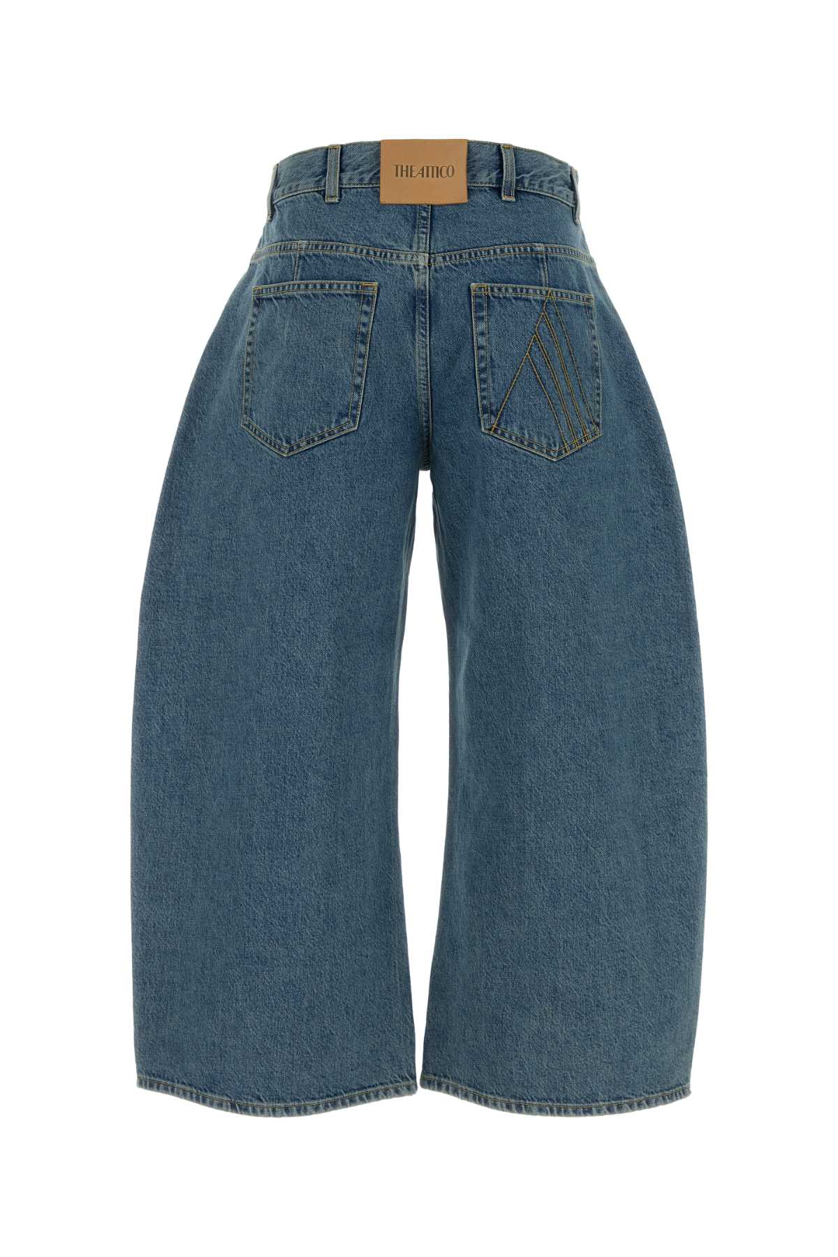 The Attico Wide-Leg Cotton Jeans — Blue, view 2