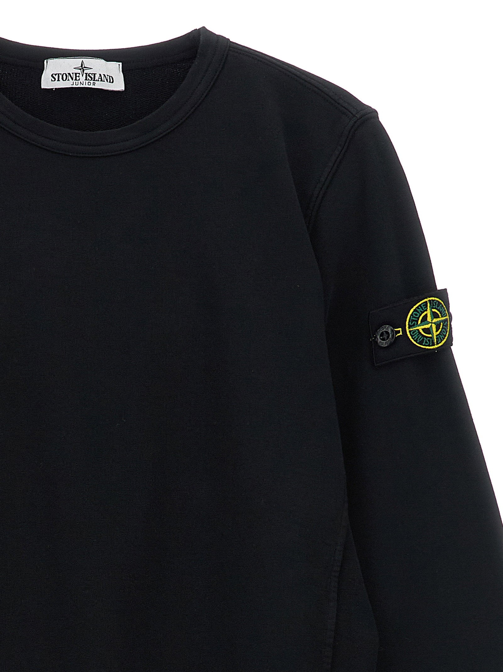 Stone Island Junior Organic Cotton Sweatshirt — Black - 6, view 3