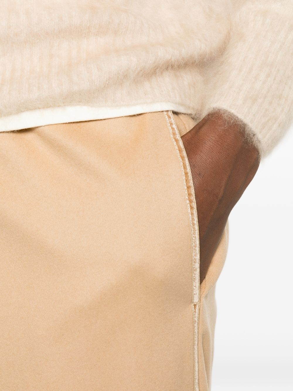 Forte Forte Wide-Leg Wool Trousers — Beige, view 2