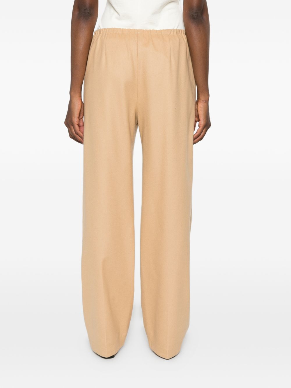 Forte Forte Wide-Leg Wool Trousers — Beige, view 3