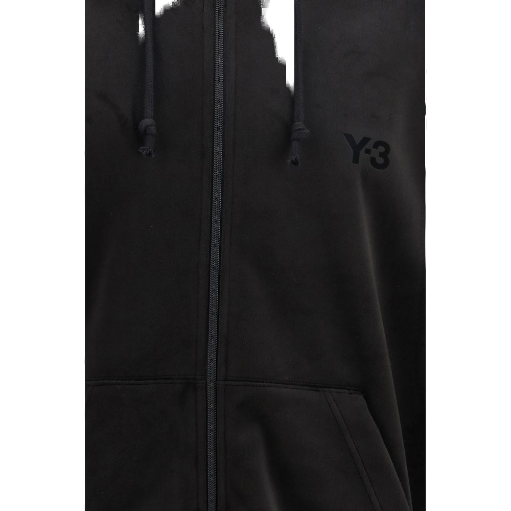 Y-3 Corduroy Zip-Up Hoodie — Black, view 3
