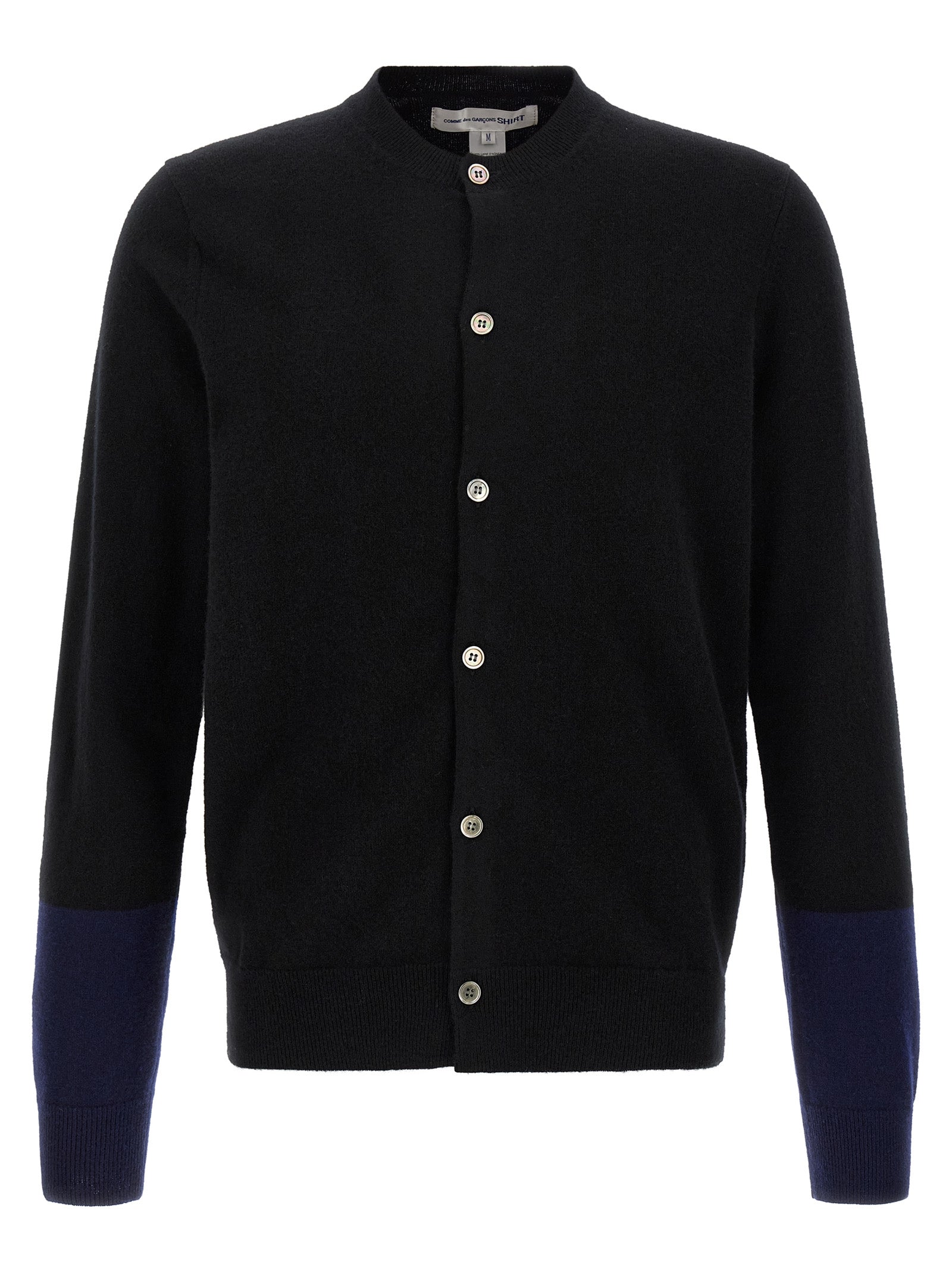 Comme des Garçons Pure Wool Color-Block Cardigan — Black by Comme Des Garcons