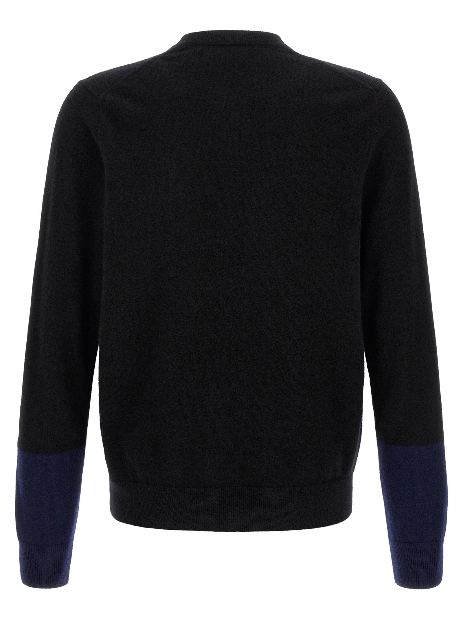 Comme des Garçons Pure Wool Color-Block Cardigan — Black, view 2