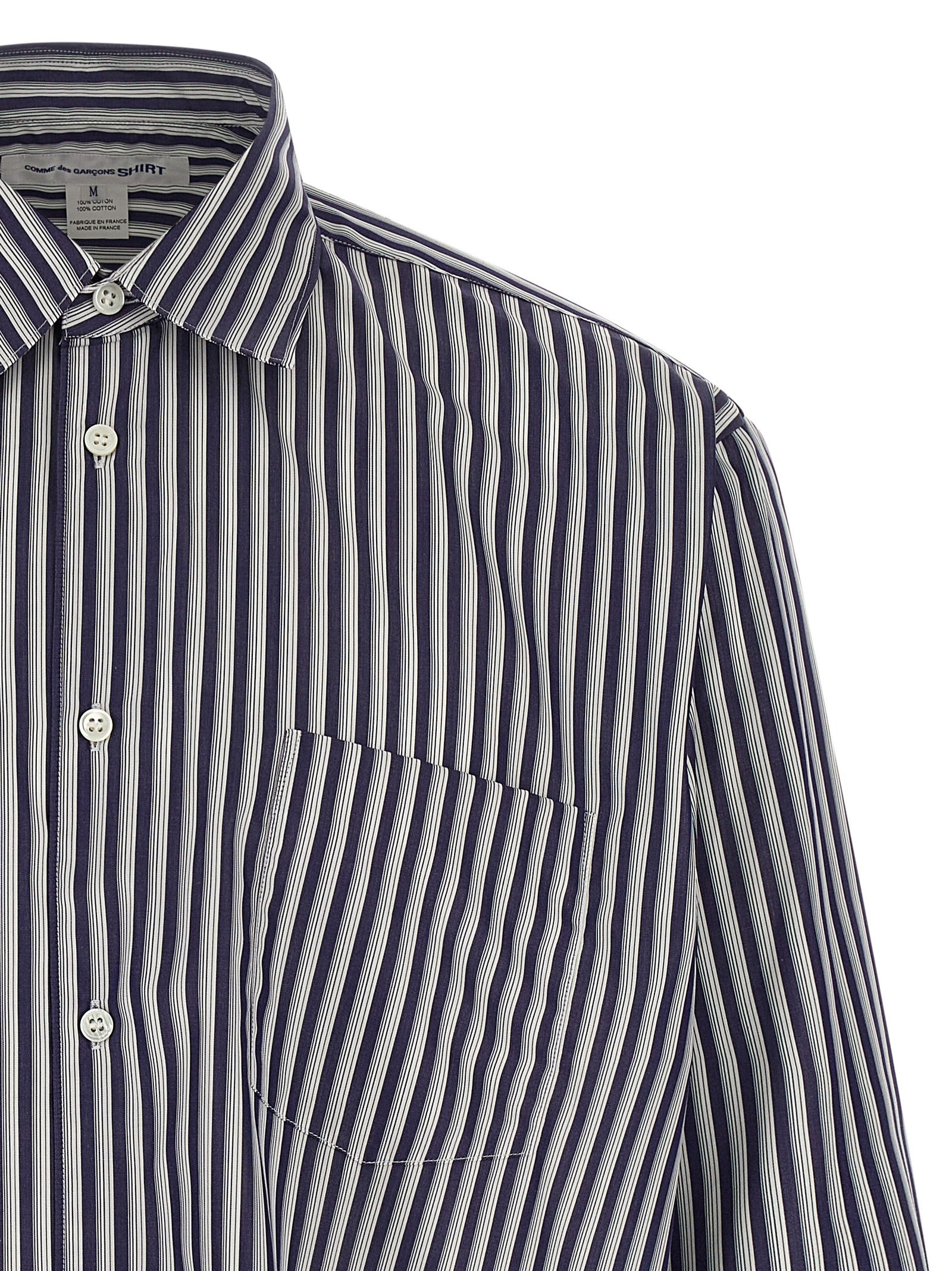 Comme des Garçons Striped Cotton Shirt — Blue, view 3
