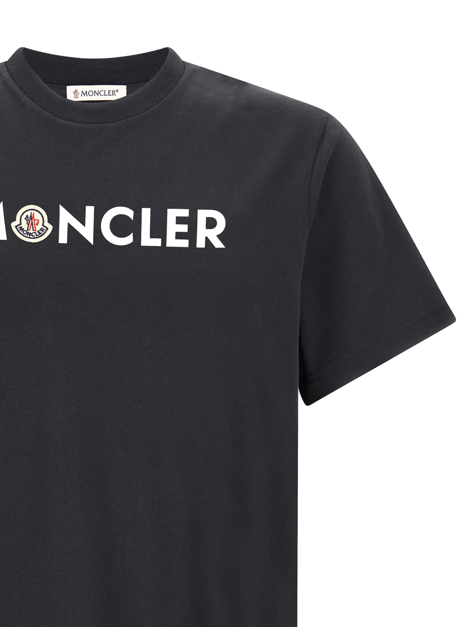 Moncler Logo-Print Cotton T-Shirt — Black, view 3